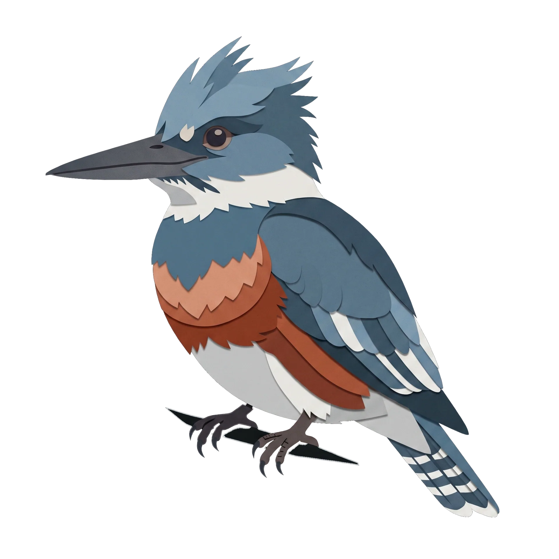 Stylized illustration of the Belted Kingfisher