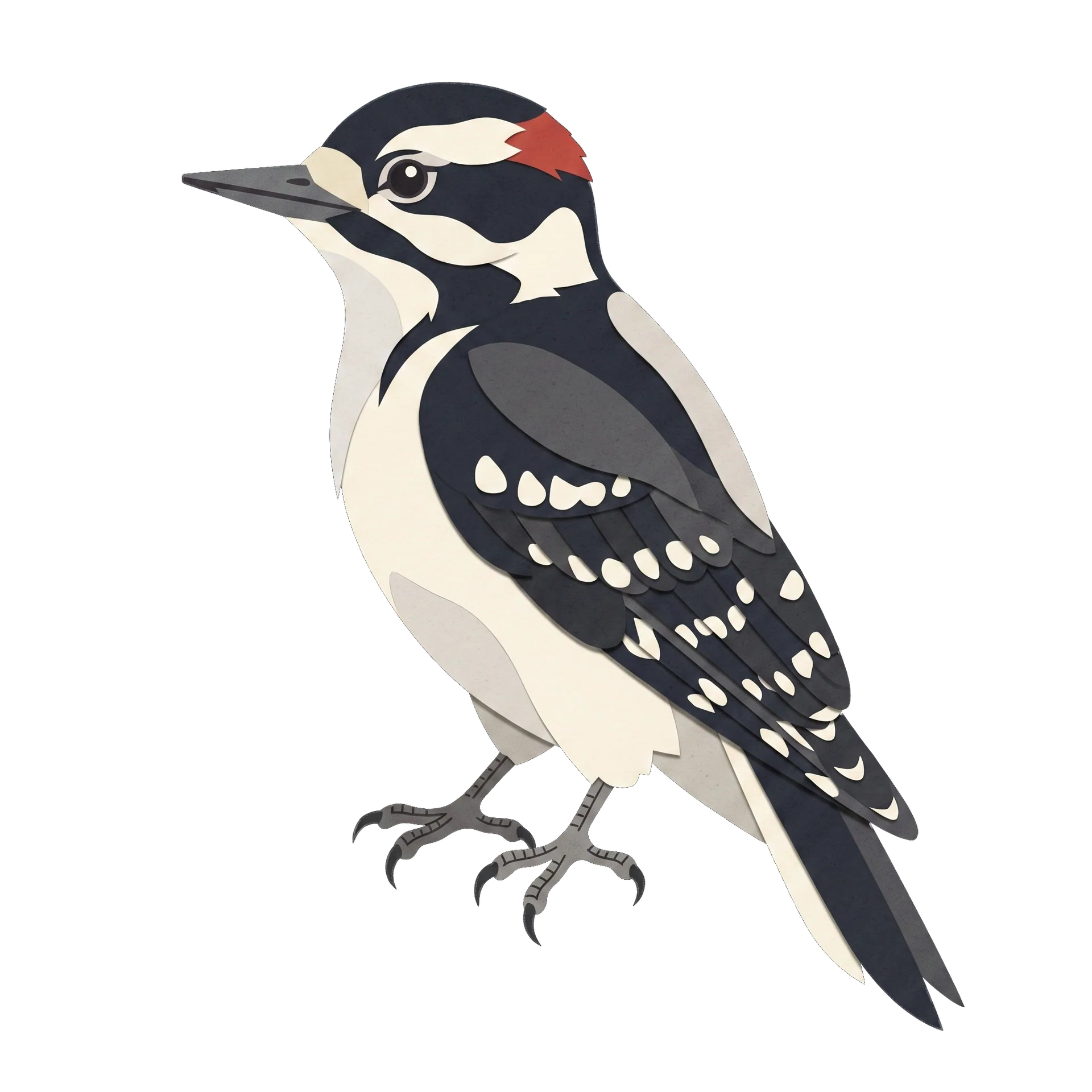 Stylized illustration of the Downy Woodpecker
