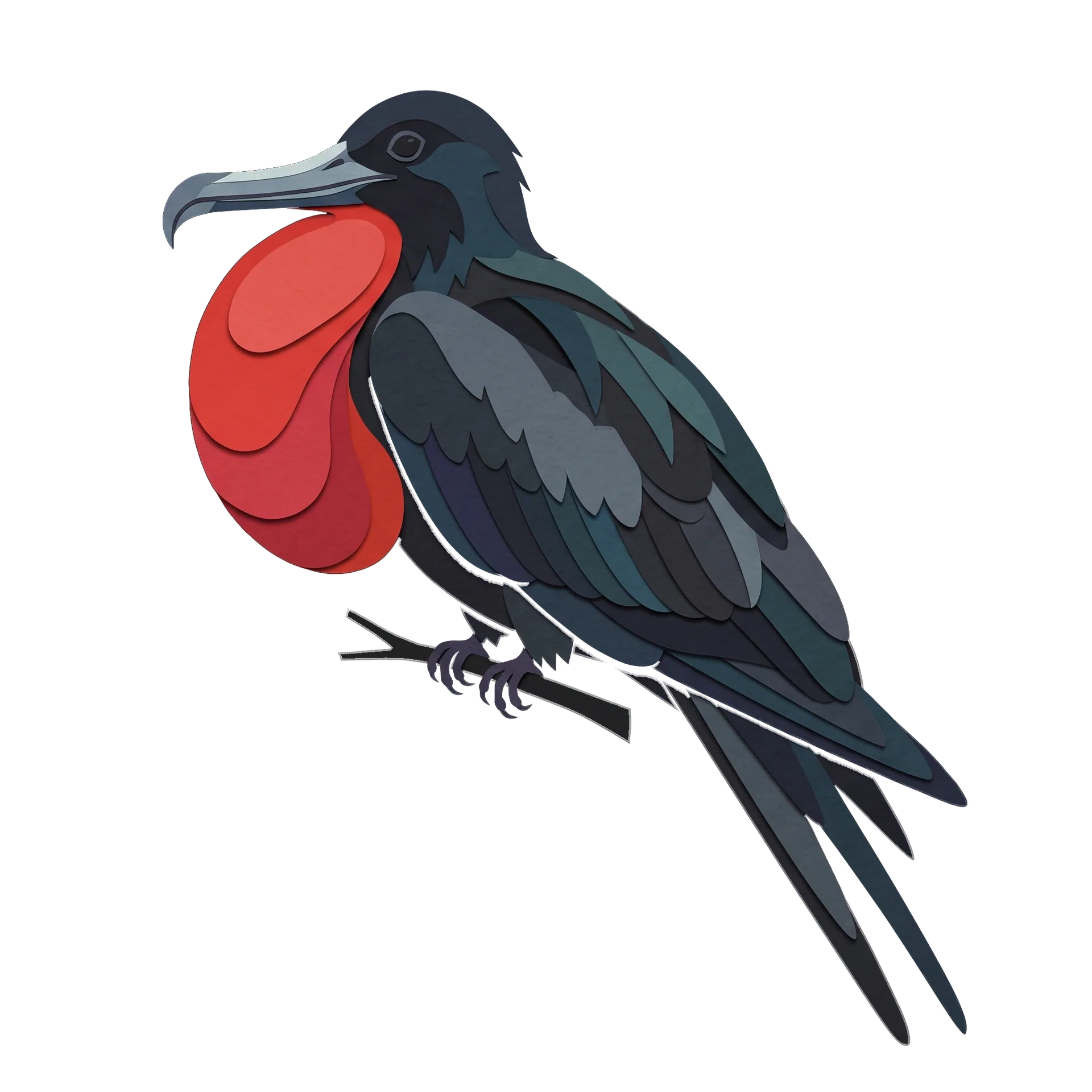 Stylized illustration of the Magnificent Frigatebird