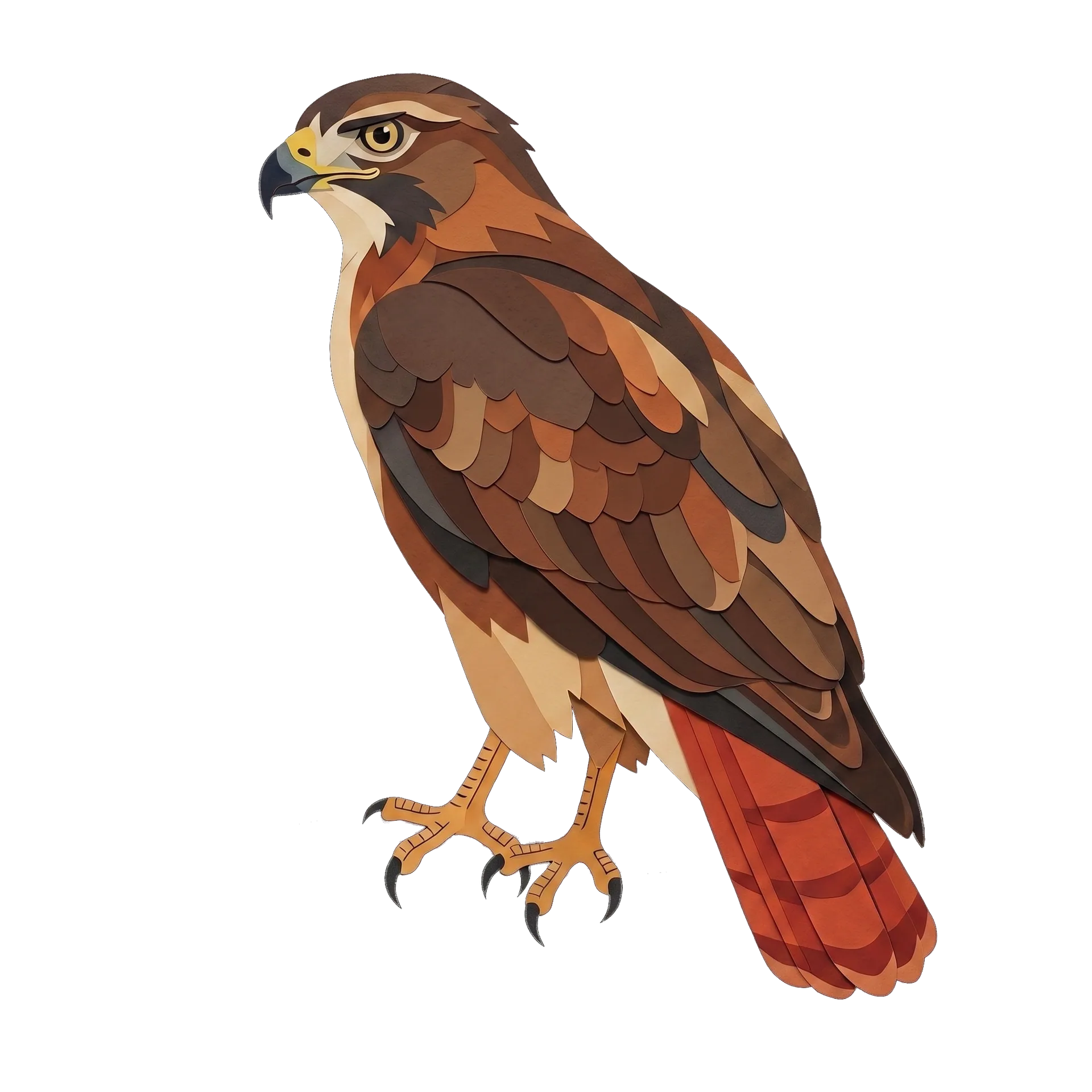 Stylized illustration of the Red-tailed Hawk