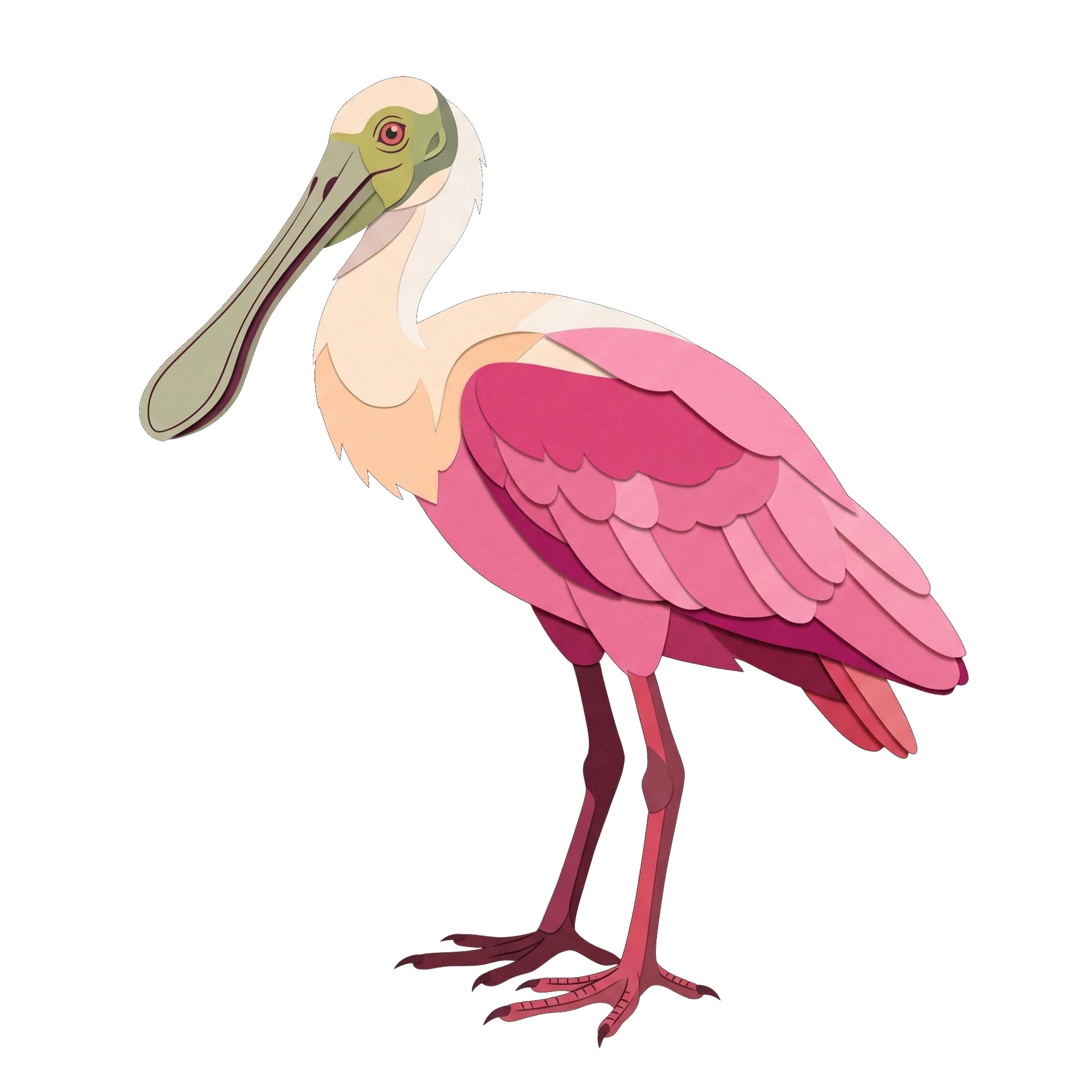 Stylized illustration of the Roseate Spoonbill