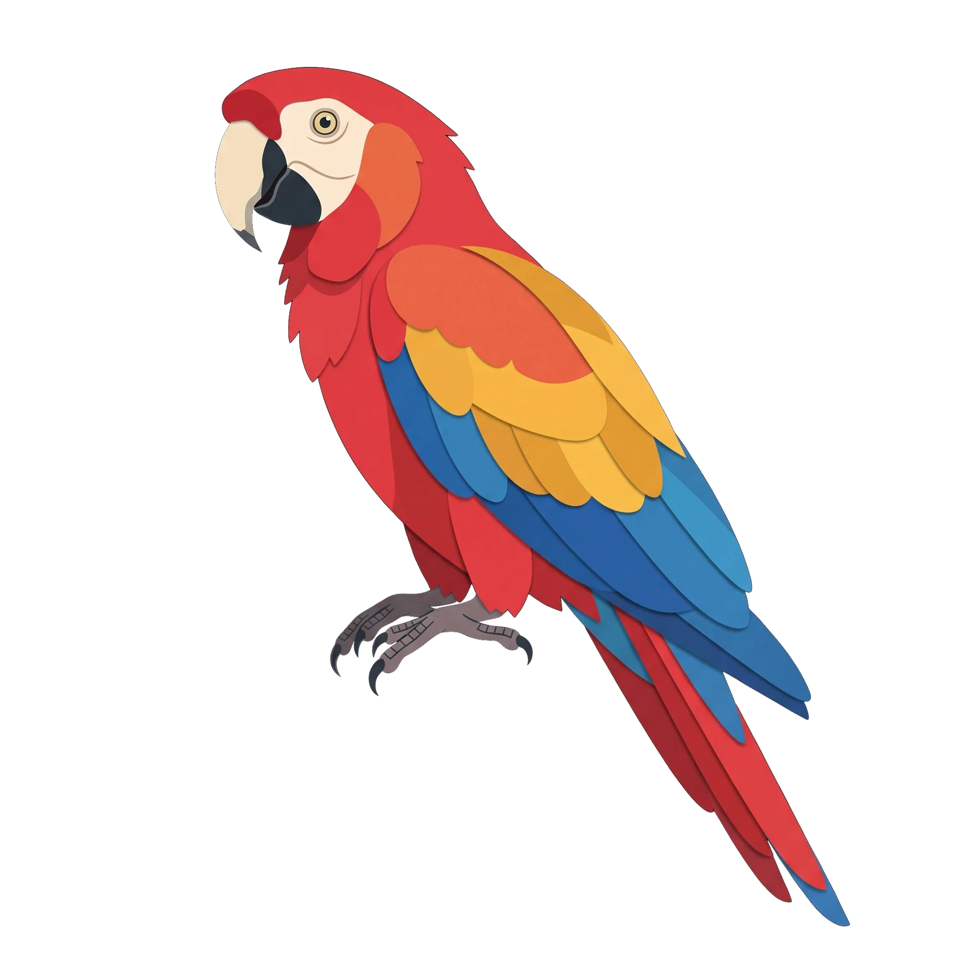 Stylized illustration of the Scarlet Macaw